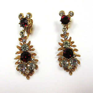 Stunning BSK Signed 1950s Vintage Diamante Drop Earrings - Front