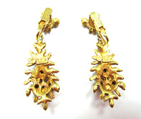 Stunning BSK Signed 1950s Vintage Diamante Drop Earrings - Back - Thumbnail