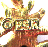 Stunning BSK Signed 1950s Vintage Diamante Drop Earrings - Signature - Thumbnail