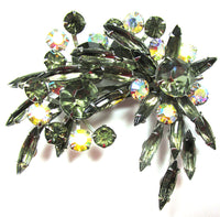 1960s Vintage Juliana Designer Diamante Floral Pin and Earrings - Pin - Thumbnail