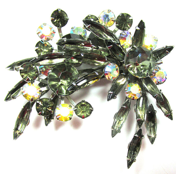 1960s Vintage Juliana Designer Diamante Floral Pin and Earrings - Pin