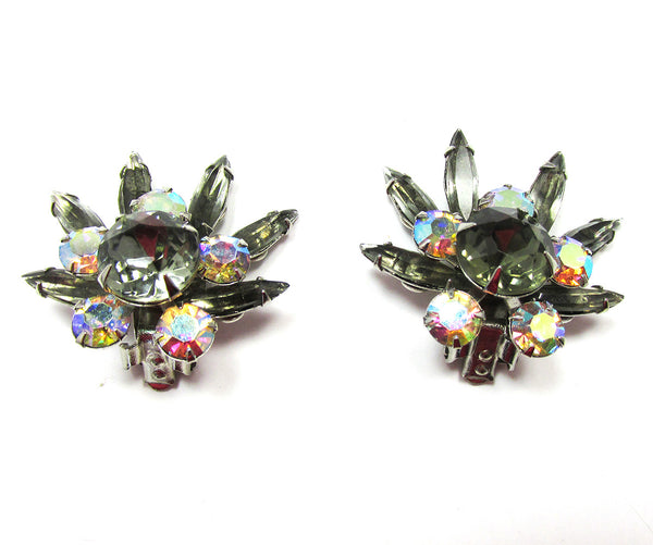 1960s Vintage Juliana Designer Diamante Floral Pin and Earrings - Earrings