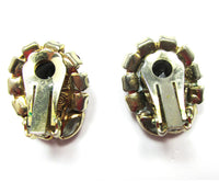 Distinctive Vintage Mid-Century 1950s Diamante Floral Earrings - Back - Thumbnail