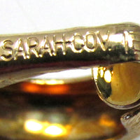Elegant Vintage Sarah Coventry Mid-Century Gold Hoop Earrings - Signature - Thumbnail