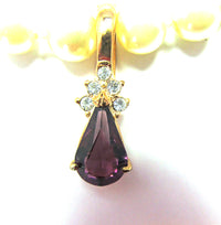 Roman Signed 1970s Diamante Enhancer and Pearl Necklace - Close Up - Thumbnail
