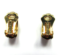 Signed 1980s Vintage Swarovski Designer Diamante Half Hoop Earrings - Back - Thumbnail