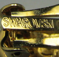 Signed 1980s Vintage Swarovski Designer Diamante Half Hoop Earrings - Mark - Thumbnail