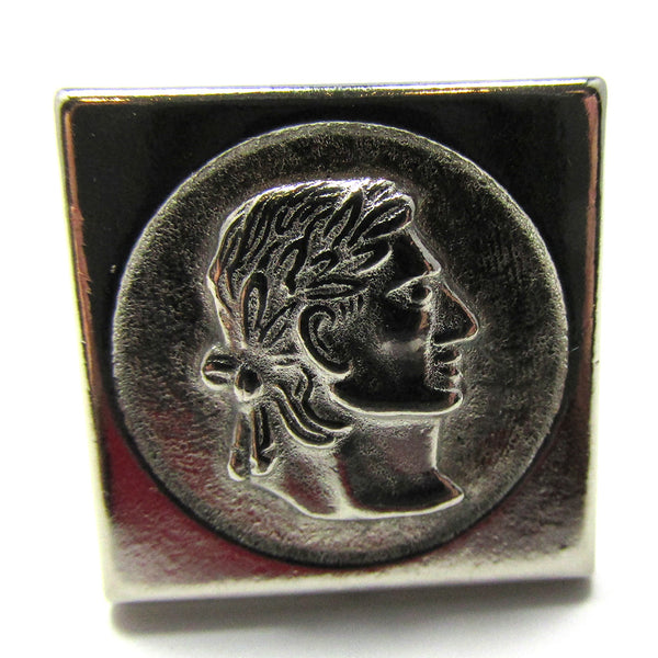 1940s Vintage Men’s Roman Emperor Embossed Geometric Cufflinks - Close Up