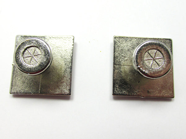 1940s Vintage Men’s Roman Emperor Embossed Geometric Cufflinks - Back