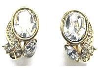 Signed Trifari 1960s Stunning Clear Diamante Designer Earrings - Front - Thumbnail