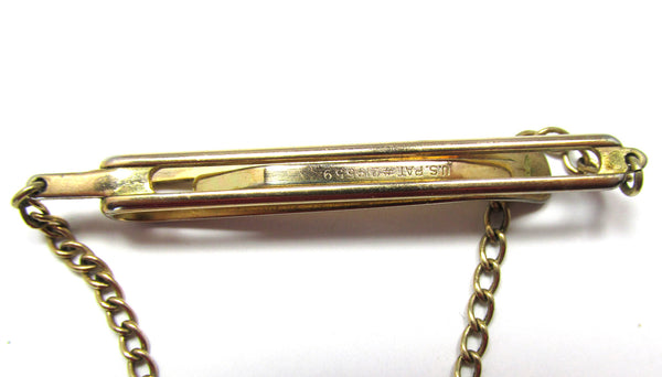 Signed Kreisler 1940s Mid-Century Men’s Geometric Gold Tie Clip - Patent Number