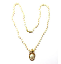 Vintage Mid-Century Pearl Necklace With Pearl and Diamante Enhancer - Front - Thumbnail