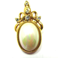 Vintage Mid-Century Pearl Necklace With Pearl and Diamante Enhancer - Enhancer Front - Thumbnail