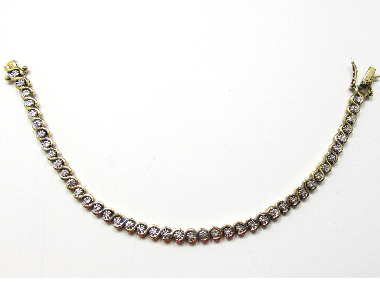 DBJ (Dee Berkley) Vintage 1990s Two Tone Sterling Tennis Bracelet - Front