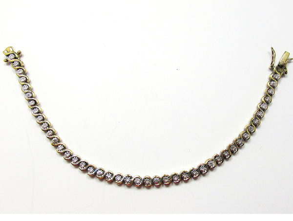 DBJ (Dee Berkley) Vintage 1990s Two Tone Sterling Tennis Bracelet - Front