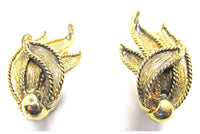 Lisner Signed 1950s Designer Unusual Mid-Century Leaf Earrings - Front - Thumbnail