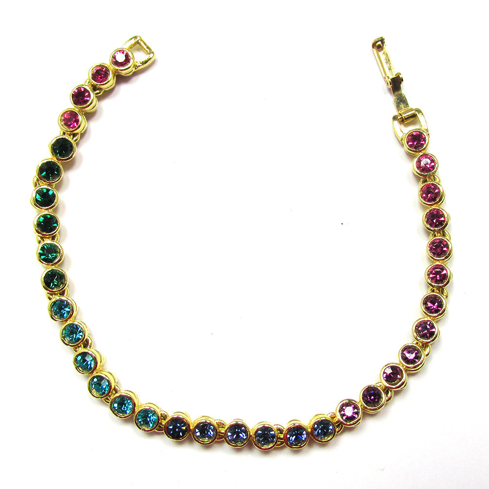 Vintage 1970s Contemporary Style Diamante Link Tennis Bracelet