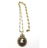 Signed 1960s Sarah Coventry Stunning Cameo Locket Pendant - Front - Thumbnail