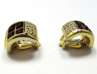 Roman 1970s Contemporary Style Diamante Half Hoop Earrings