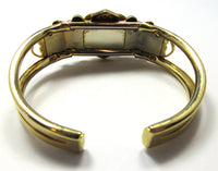 Exquisite 1950s Mid-Century Rhinestone and Pearl Cuff Bracelet - Back - Thumbnail