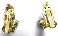 Vintage 1950s Delicate Mid-Century Green Diamante Earrings - Back - Thumbnail