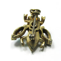 1950s Adorable Vintage Pearl and Diamante Figural Bug Pin - Back - Thumbnail