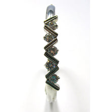 Mid-Century 1960s Vintage Clear Diamante Silver Cuff Bracelet - Front - Thumbnail
