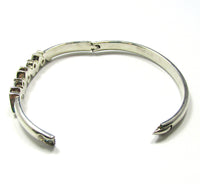 Mid-Century 1960s Vintage Clear Diamante Silver Cuff Bracelet - Opened Bracelet - Thumbnail