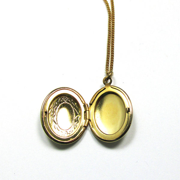 1960s Vintage Dainty Engraved Mid-Century Gold Floral Locket - Inside