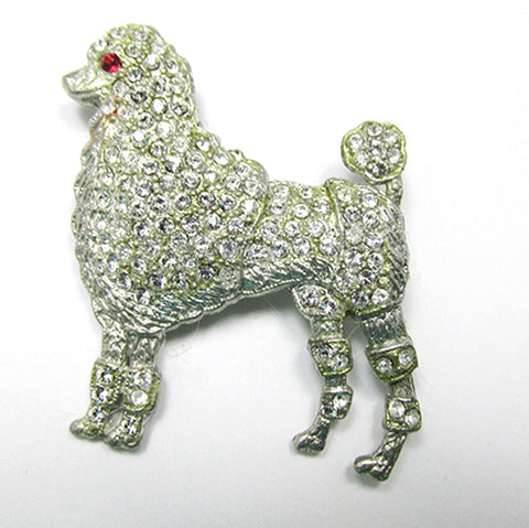 Vintage 1930s Early Century Figural Diamante Poodle Pin - Front