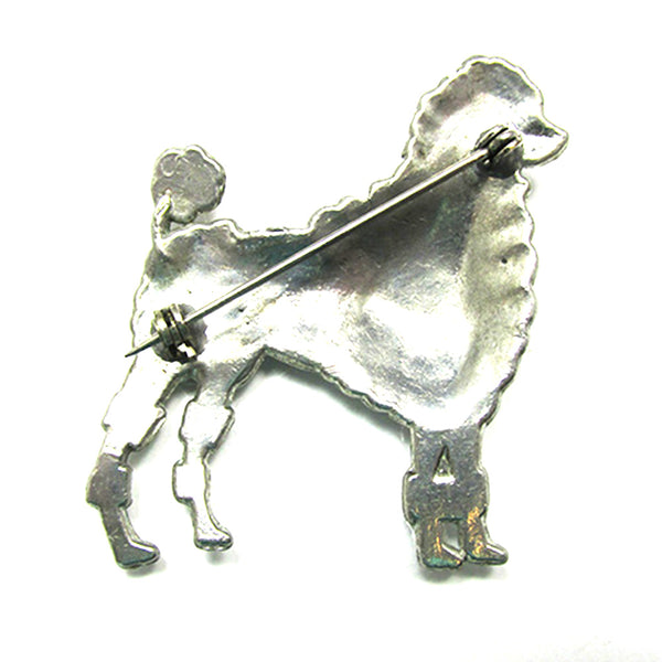 Vintage 1930s Early Century Figural Diamante Poodle Pin - Back