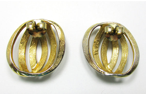 PEP (Erwin Pearl) Vintage 1970s Gold and Silver Pierced Earrings - Back