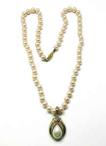 Mid-Century 1950s Stunning Pearl Necklace and Enhancer Set - Front