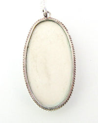 1960s Vintage European Royal Delft Porcelain and Sterling Pendant - Back - Thumbnail