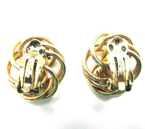 Rare Signed Winard 1940s Vintage Designer Love Knot Earrings - Back