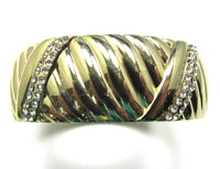 1970s Stylish Contemporary Style Vintage Rhinestone Cuff Bracelet - Front - Thumbnail