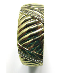 1970s Stylish Contemporary Style Vintage Rhinestone Cuff Bracelet - Front - Thumbnail