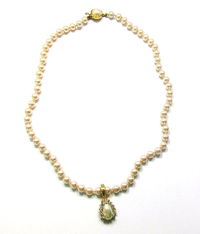 Signed Roman 1970s Designer Pearl Necklace and Enhancer - Front