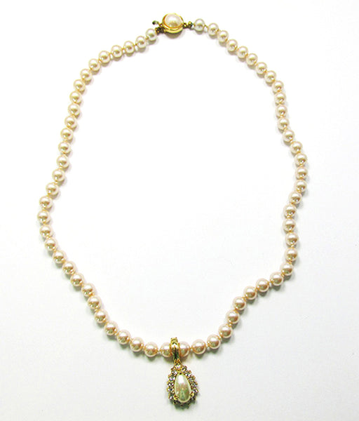 Signed Roman 1970s Designer Pearl Necklace and Enhancer - Front