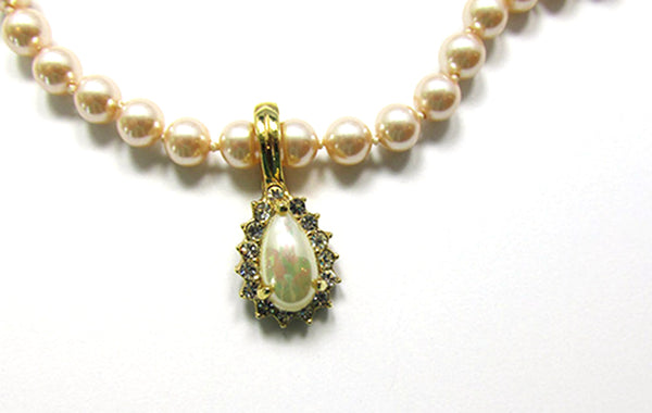 Signed Roman 1970s Designer Pearl Necklace and Enhancer - Close Up