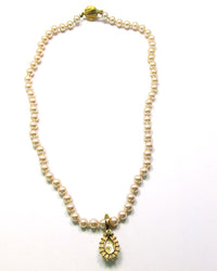 Signed Roman 1970s Designer Pearl Necklace and Enhancer - Back - Thumbnail