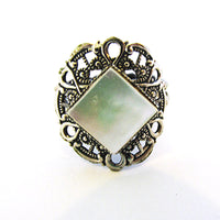 Signed Western Germany 1960s Vintage Geometric Fashion Ring - Front - Thumbnail