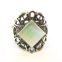 Signed Western Germany 1960s Vintage Geometric Fashion Ring - Front - Thumbnail