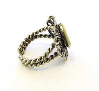 Signed Western Germany 1960s Vintage Geometric Fashion Ring - Side - Thumbnail