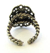 Signed Western Germany 1960s Vintage Geometric Fashion Ring - Back - Thumbnail