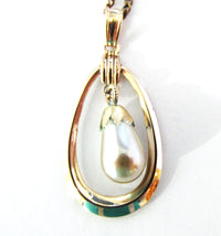 Signed Van Dell 1940s Gold Filled Pearl Necklace and Earrings Set - Close Up - Thumbnail