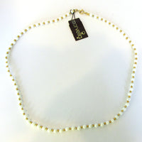 Marvella Vintage 1970s Ivory and Gold Bead Necklace with Hang Tag - Front - Thumbnail
