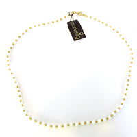 Marvella Vintage 1970s Ivory and Gold Bead Necklace with Hang Tag - Back and Tag - Thumbnail