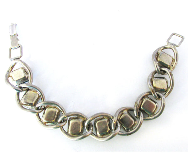 Vintage 1950s Striking Mid-Century Emerald Diamante Bracelet - Back