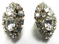1950s Vintage Mid-Century Timeless Clear Rhinestone Earrings